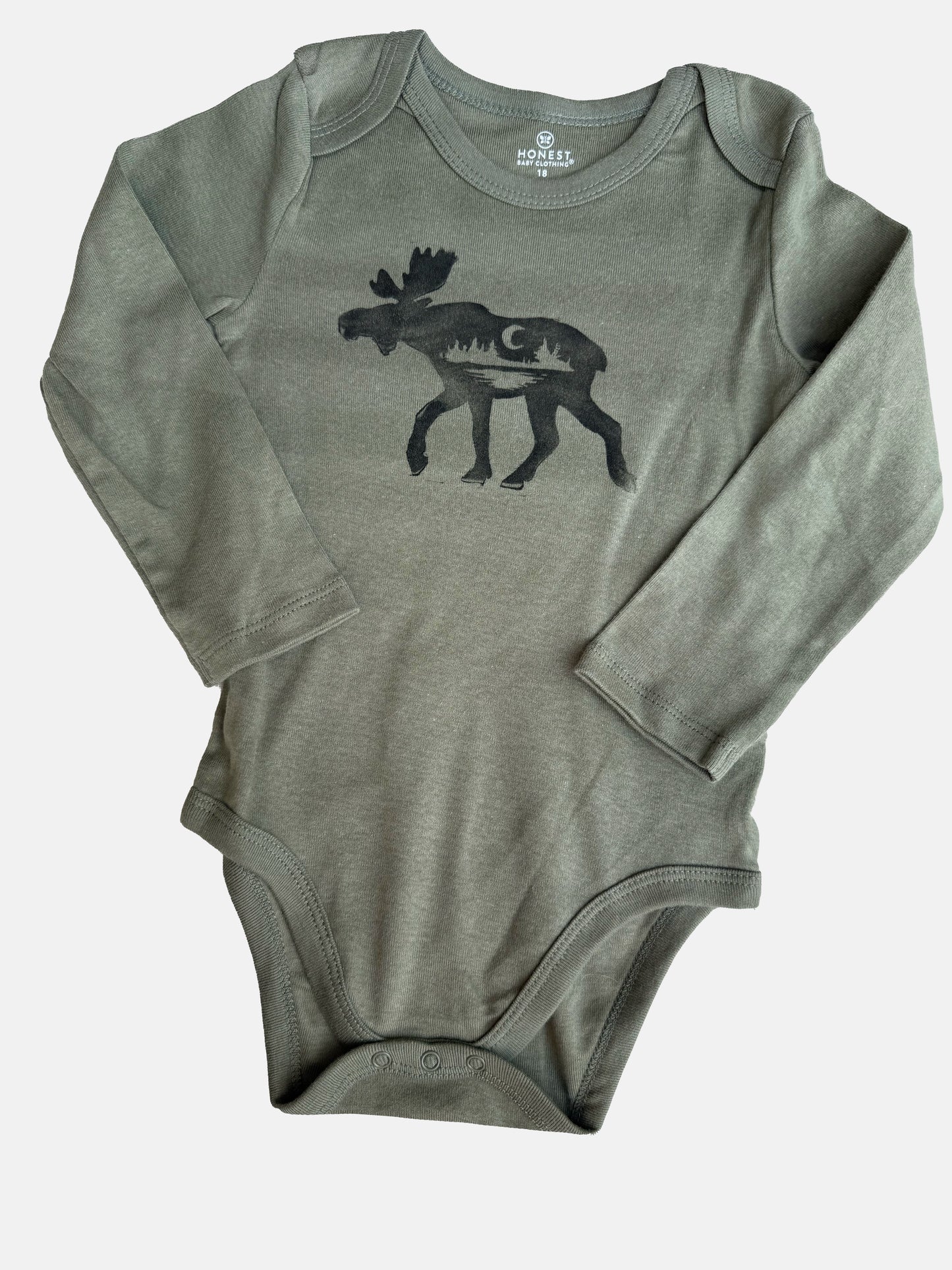 Moose Block Print Long Sleeve Onesie