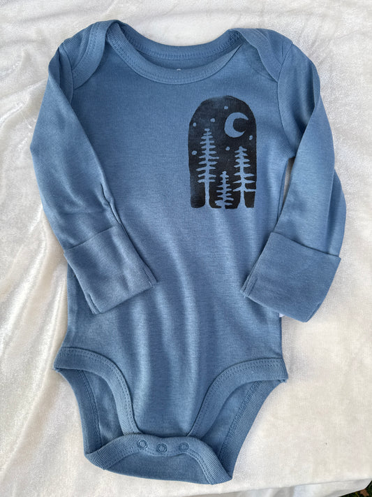 Forest Lino Long Sleeve Onesie