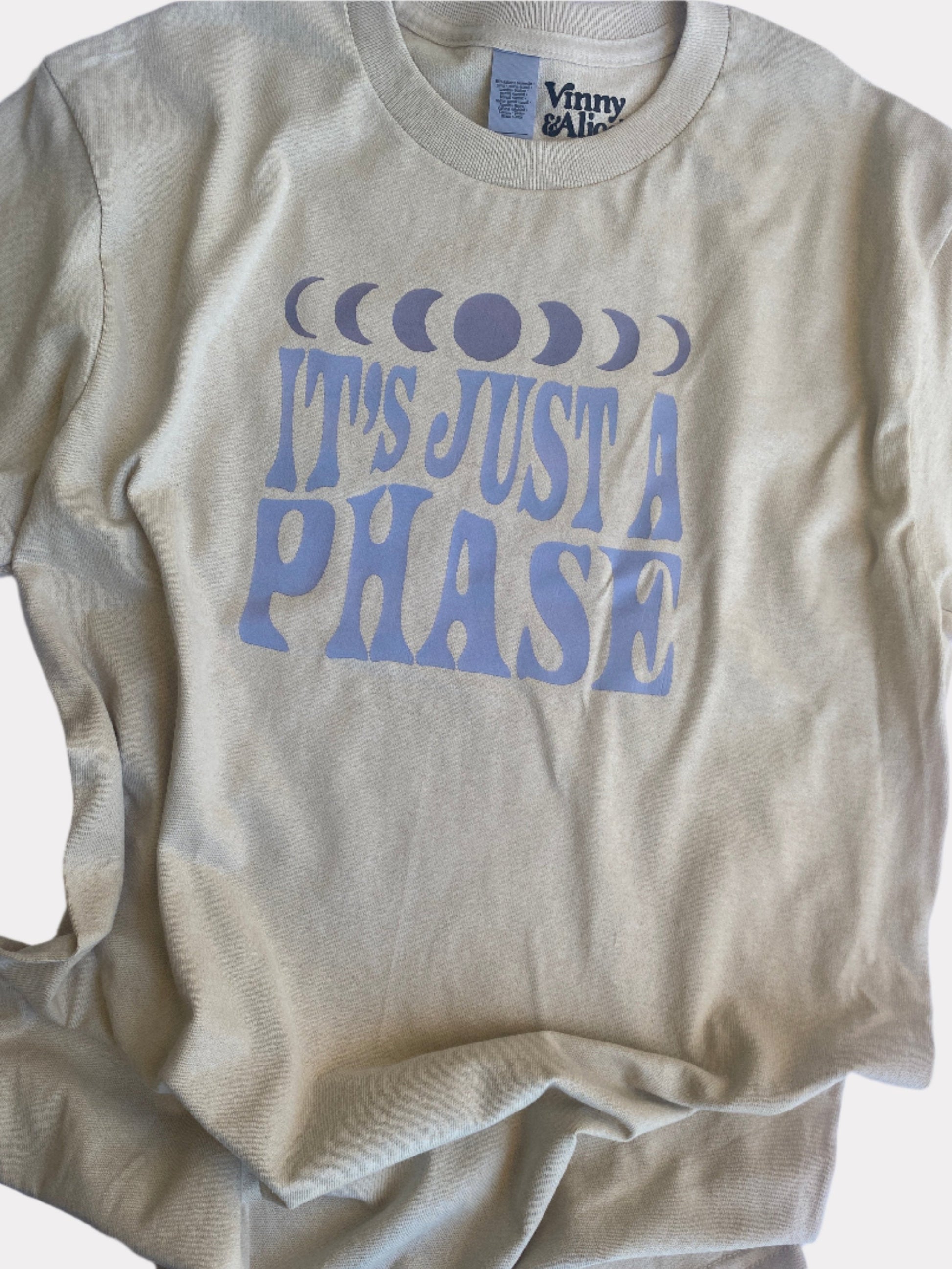 adult tshirt with moon graphic, it's just a phase