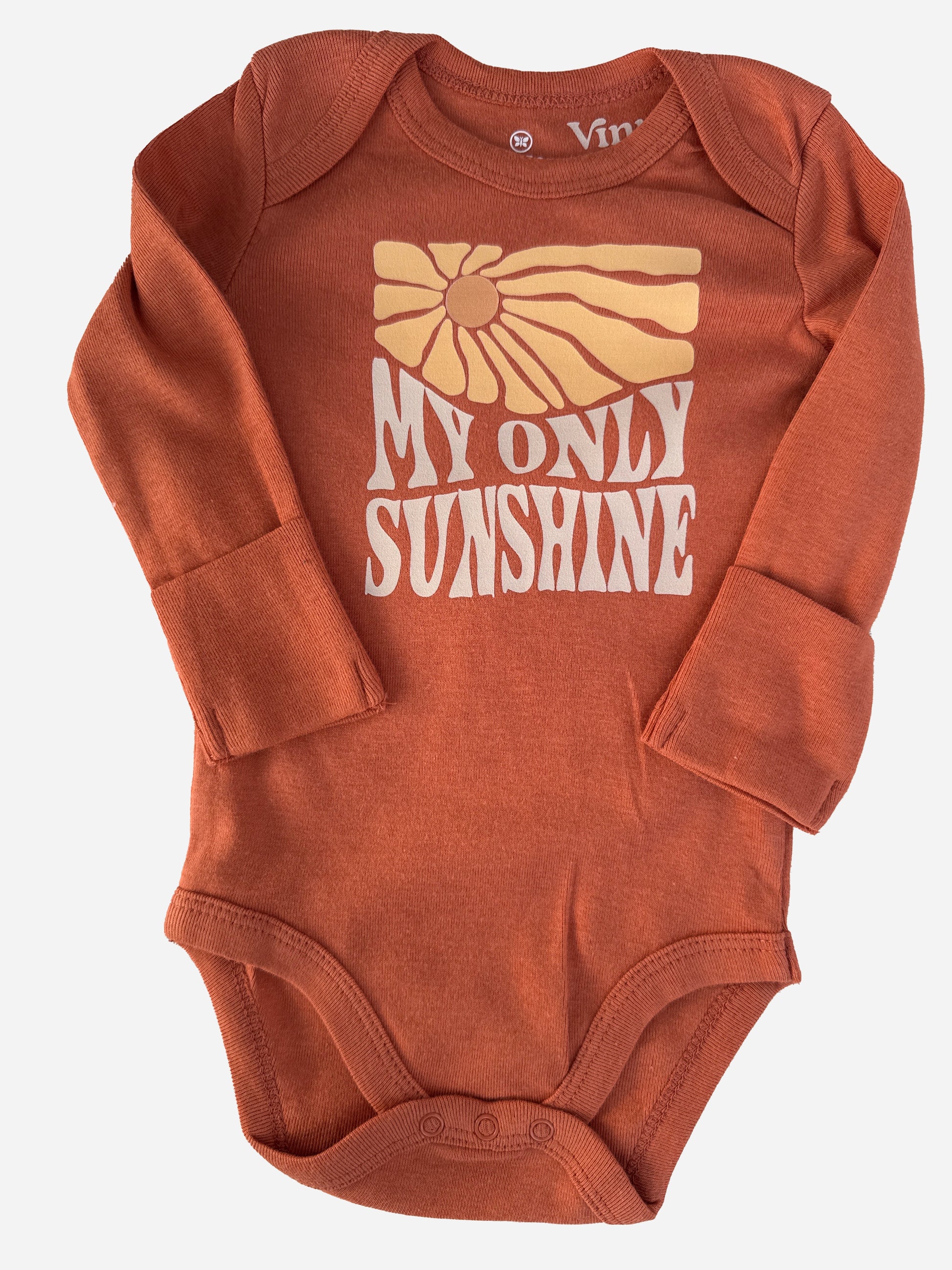 Orange baby onesie with my only sunshine