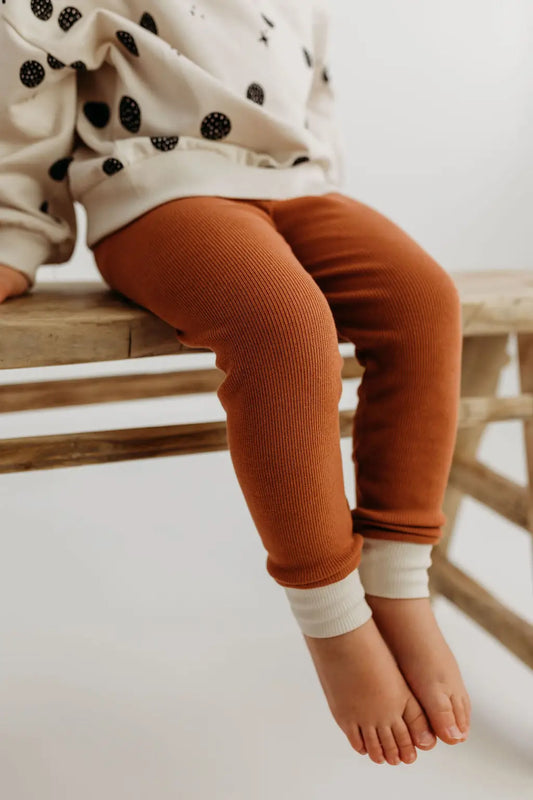 Contrast Cuff Rust Leggings